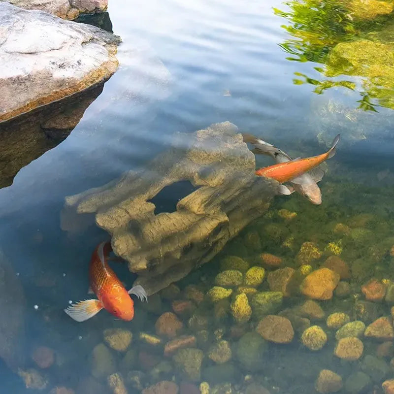 Faux log fish cave aquarium decoration