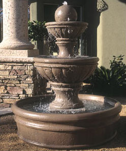 Concrete Tuscany Series Tiered Fountain with Basin