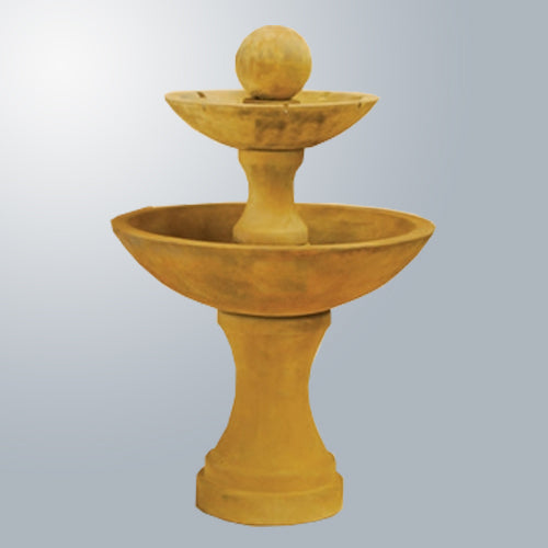 Two-tier fountain with spillways