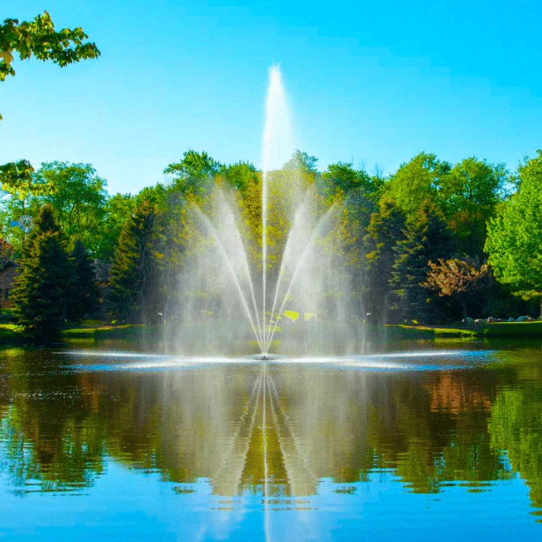 Scott Aerator Clover Pond Fountain in a pond