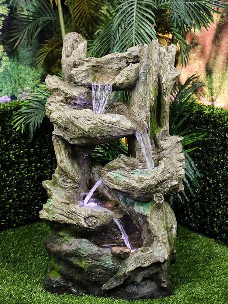 Tiered rainforest fountain with LED lights