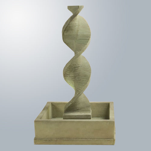 Water Spiral fountain with square bowl