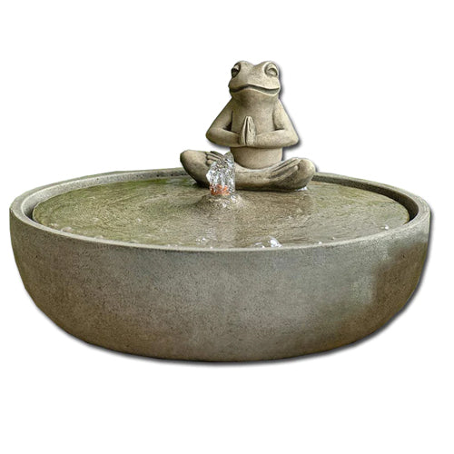 Yoga Frog Fountain, Zen Cast Stone Garden Fountain