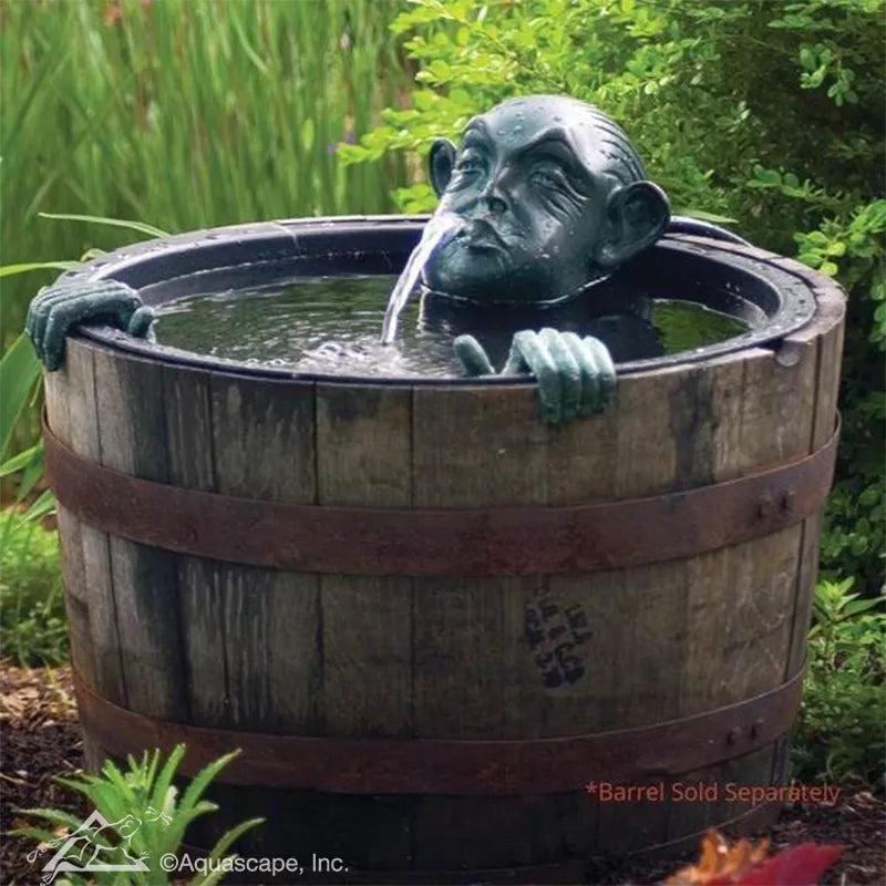 Man in Barrel Spitter fountain ornament