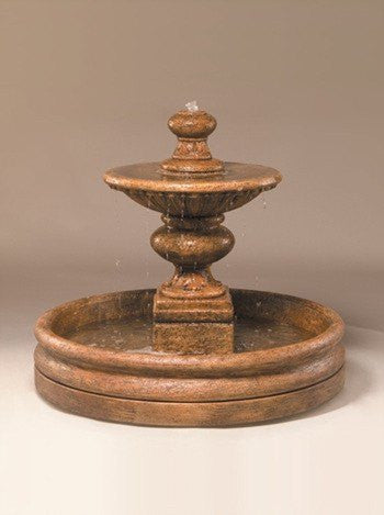 Formal outdoor water fountain with 46-inch basin.
