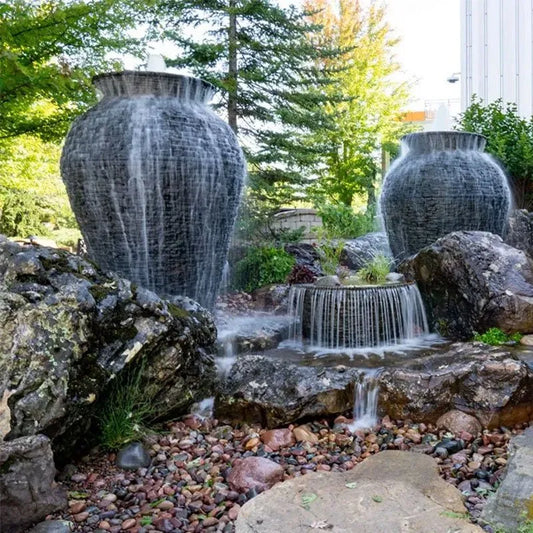 Stacked Slate Urn, 8 feet (2.44 meters) high