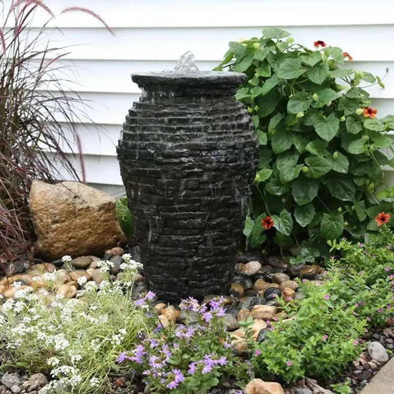 Stacked Slate Urn, 24 inches (61 cm) tall