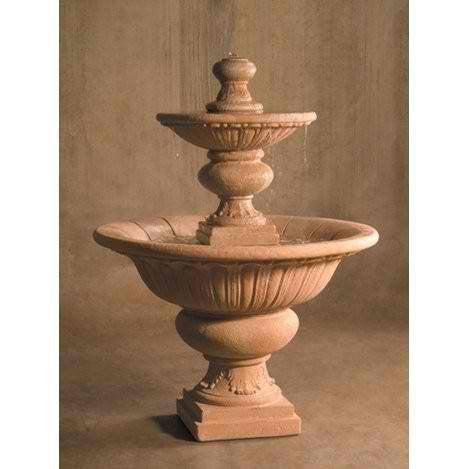 Large formal two-tier outdoor water fountain