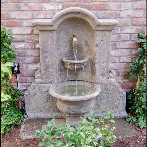 Outdoor wall fountain with spout, Acqua Pia model.