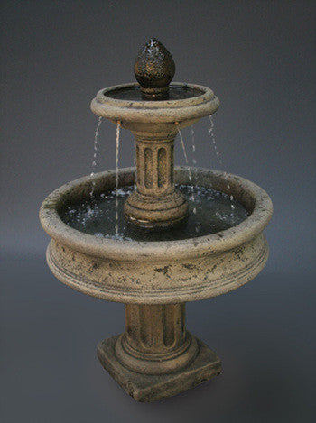 Tiered water fountain with a column base