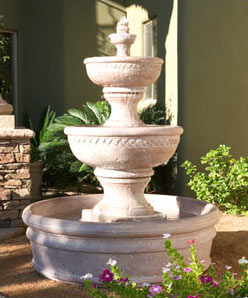 GFRC Three Tiered Sonoma Fountain with Basin