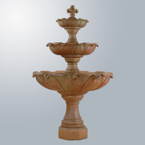 Three-tier fountain with gardenia design