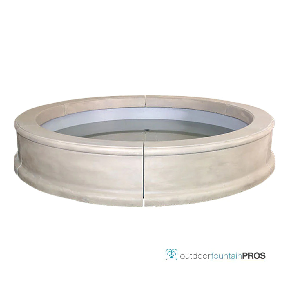 Giannini Fountain Grand Easy Basin, a large, ornate outdoor fountain with multiple tiers and water flowing into a wide basin.