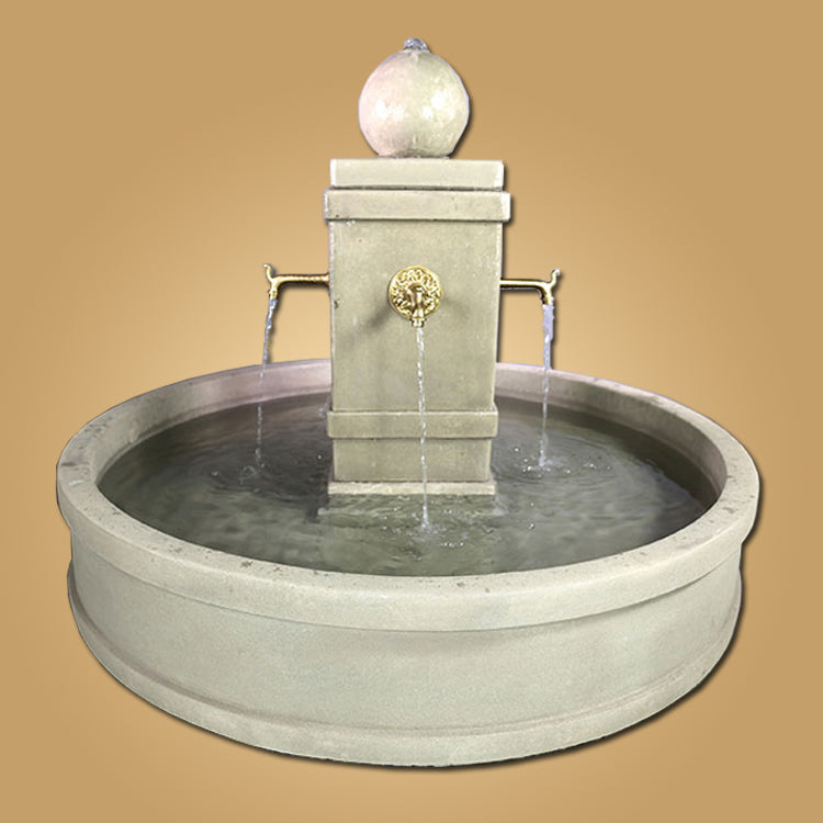Napa Round Pond Fountain with Bronze Spouts