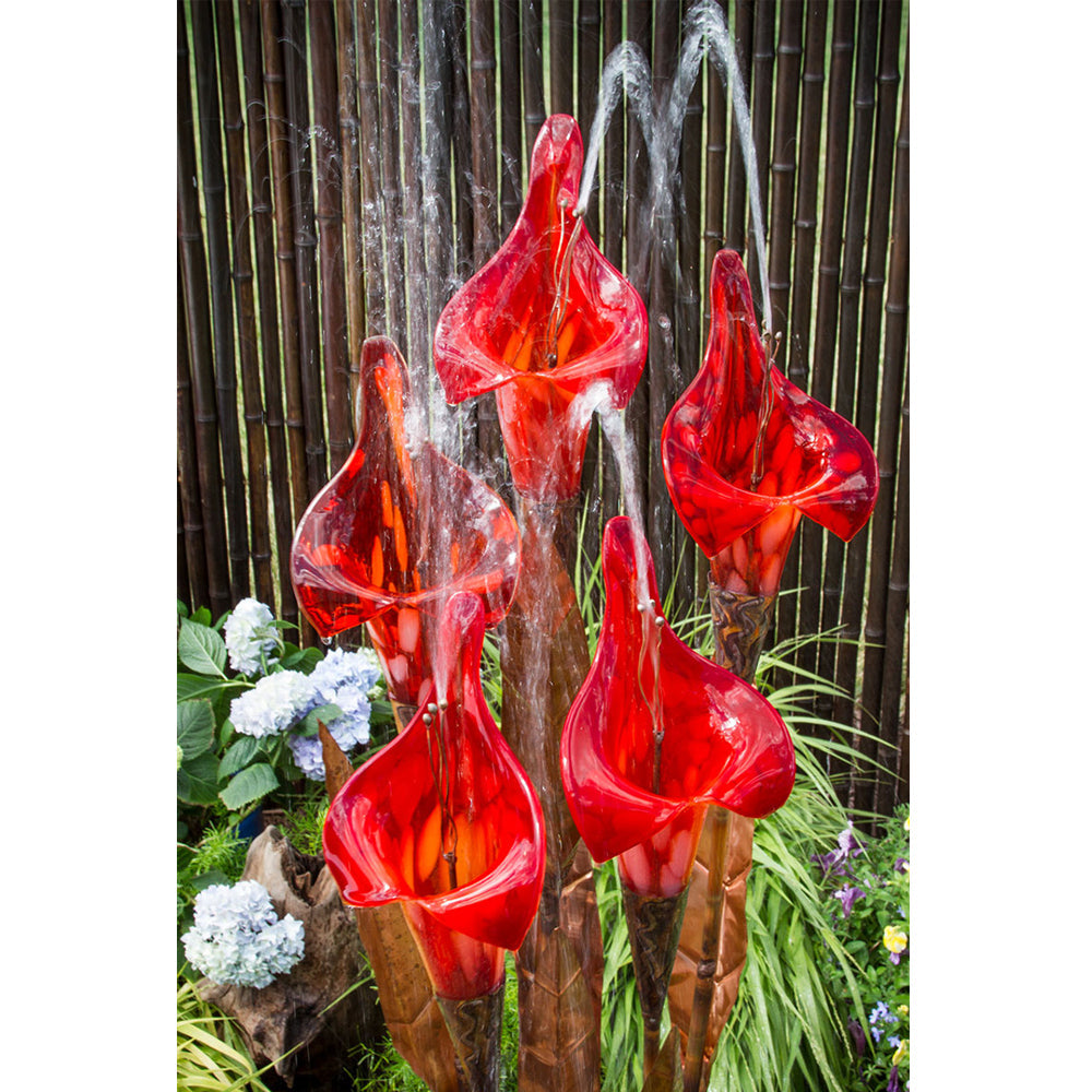 50-inch copper red iris flower garden fountain