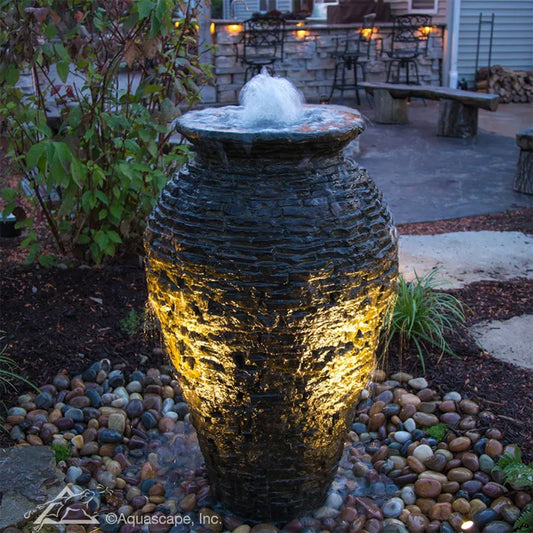 Stacked Slate Urn Fountain Kit, 45 inches high