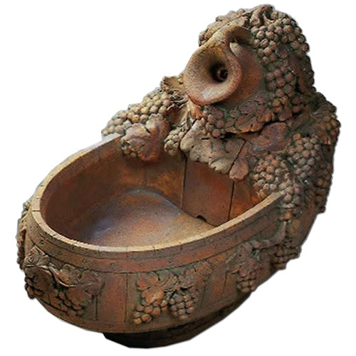 Outdoor water fountain shaped like a wine jug