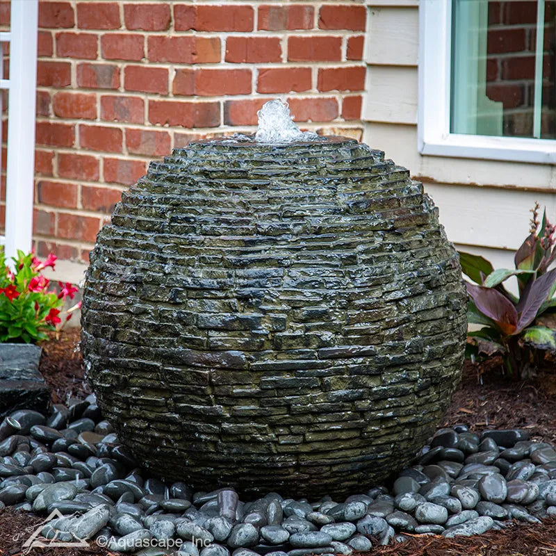 Stacked Slate Sphere Fountain Kit, 32-inch diameter